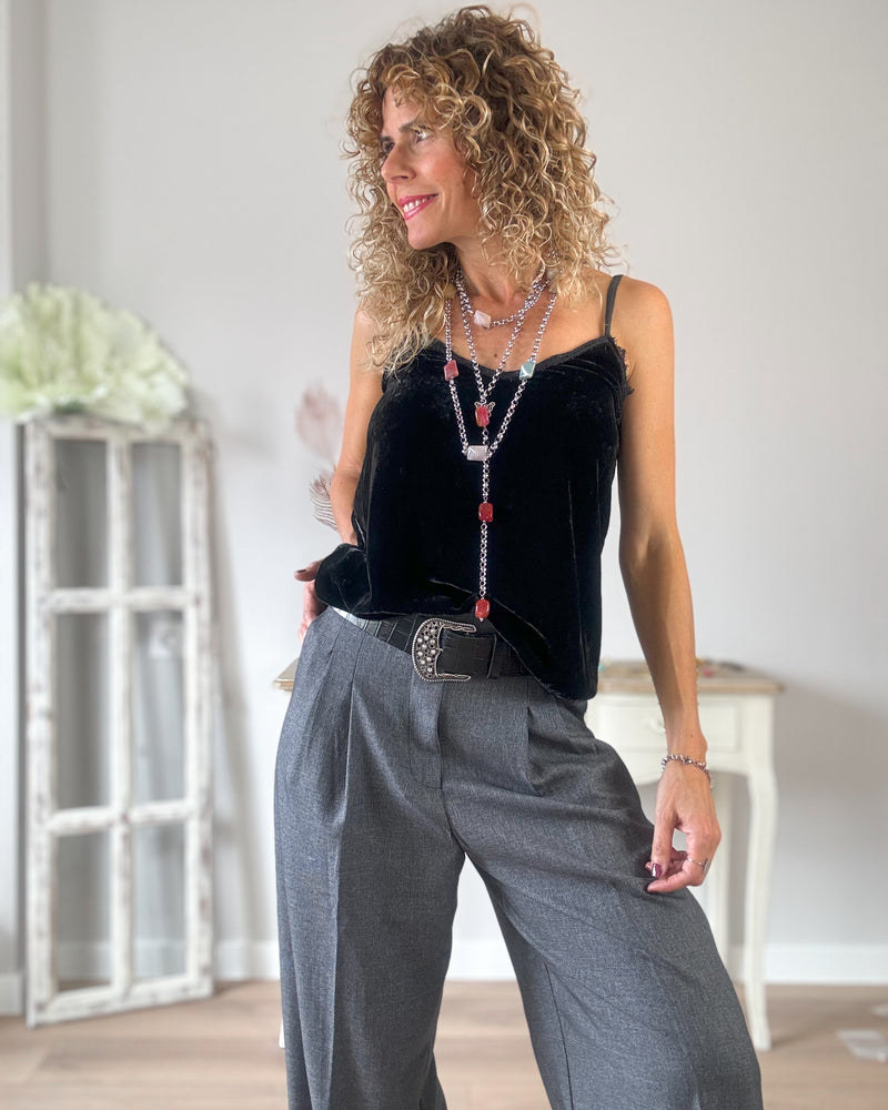 Pantalón gris wideleg