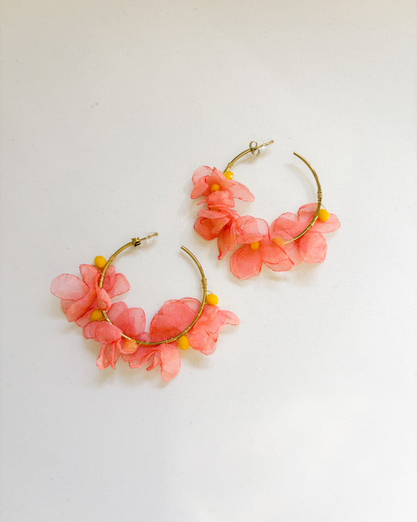 PENDIENTES MELOCOTÓN HOJAS