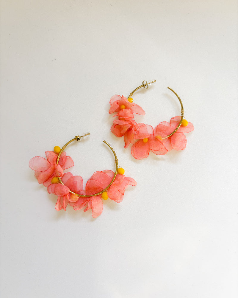 PENDIENTES MELOCOTÓN HOJAS