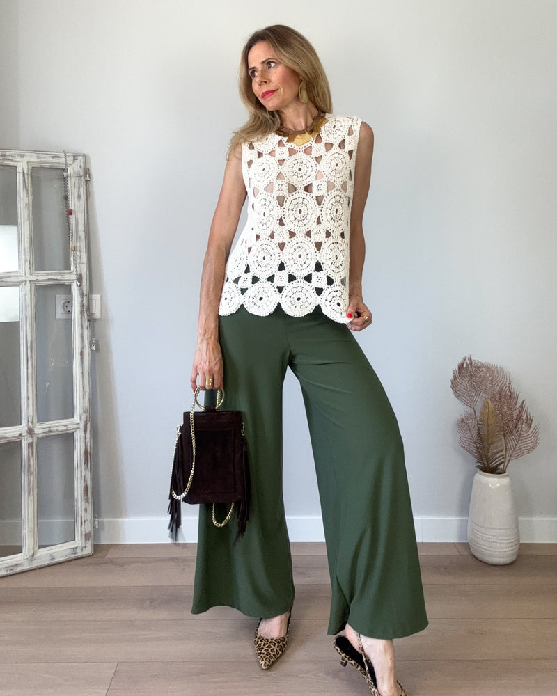 Top croche rose