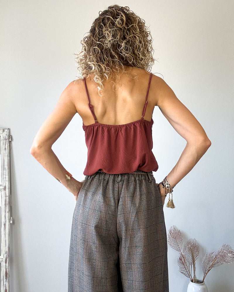 Pantalón cuadros marrón