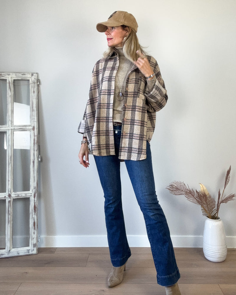 Camisa cuadro polipiel