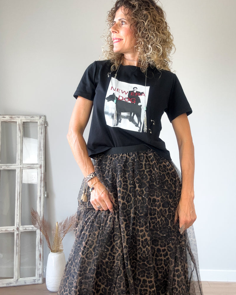 Falda tul Leopard