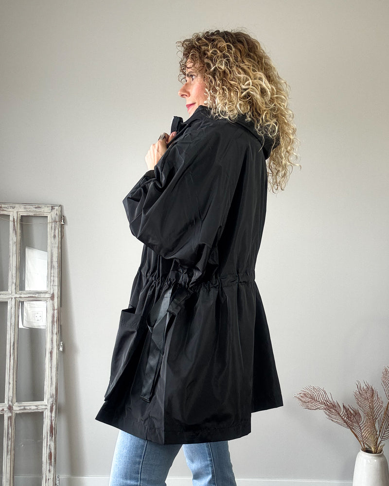 Gabardina negra midi