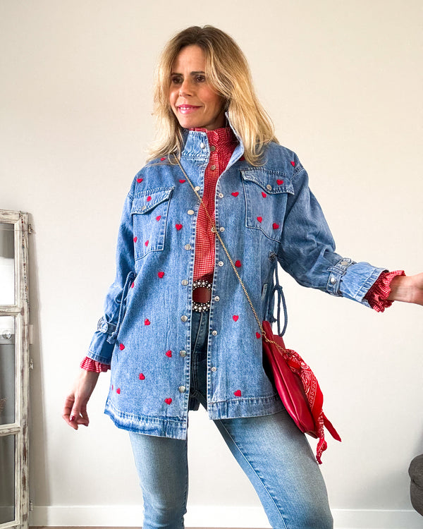 Chaqueta denim vaquera corazones