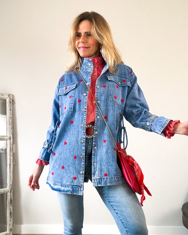 Chaqueta denim vaquera corazones