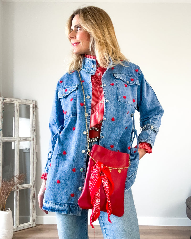 Chaqueta vaquera azul corazon