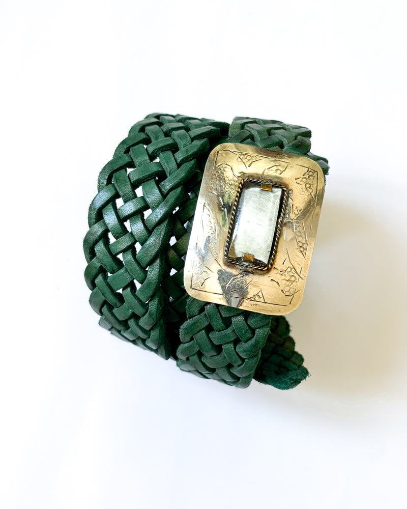 Cinturon mujer trenzado verde