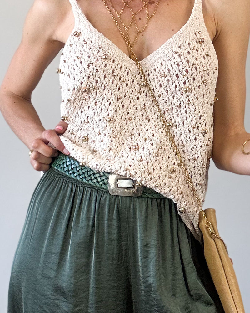 Cinturon trenzado mujer verde