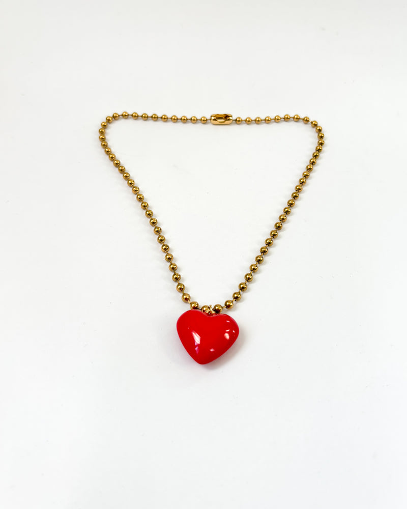 Collar acero dorado corazón Esmaltado