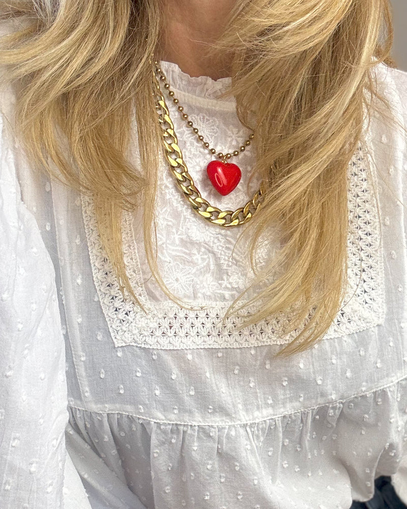Collar acero dorado corazón Esmaltado
