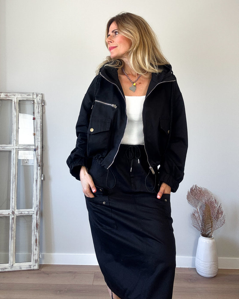 Conjunto cargo bomber negro