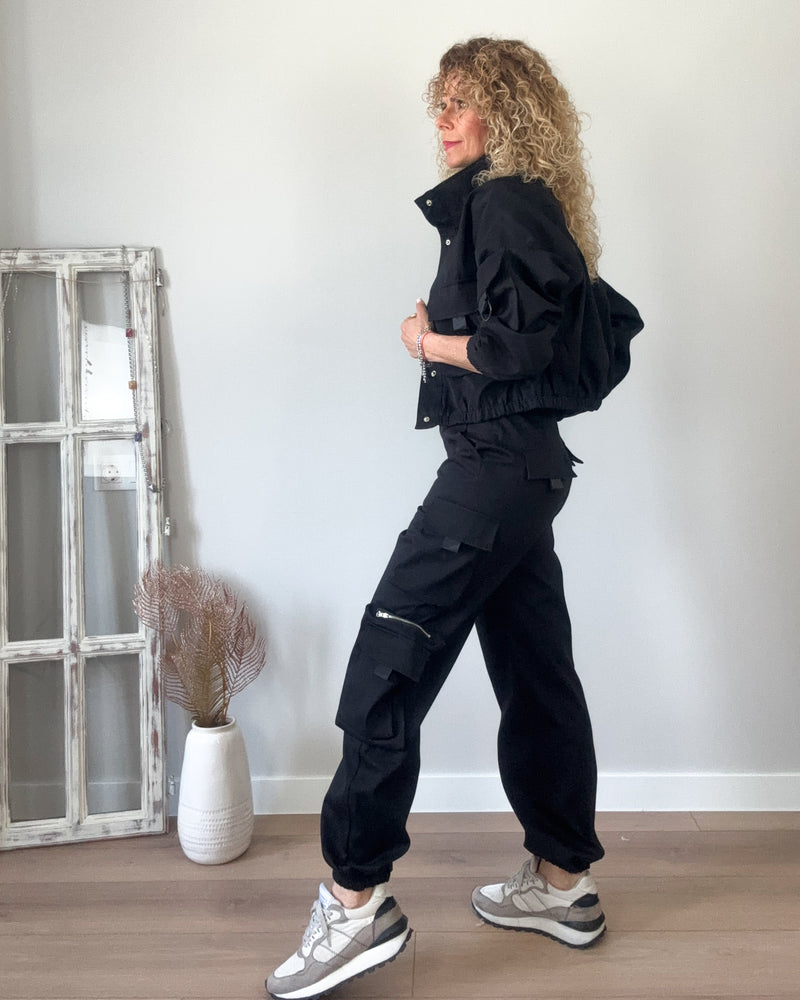 Conjunto pantalon cargo Negro