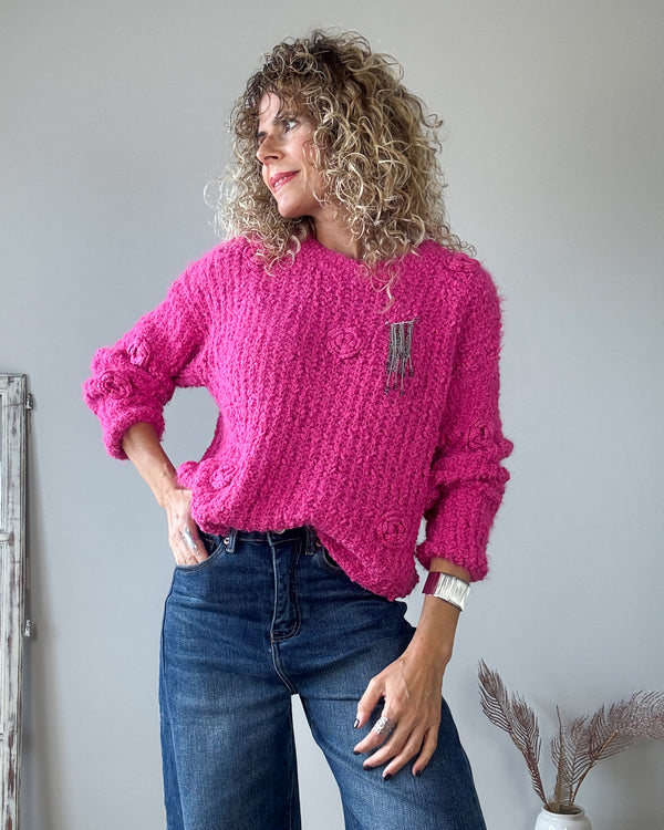 Jersey flor fucsia