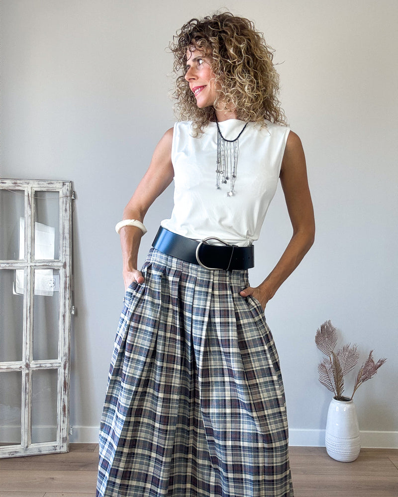 Falda cuadro azul