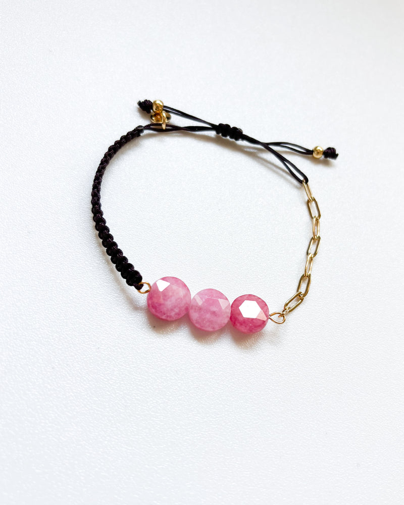 PULSERA ROSA TRIPIEDRA