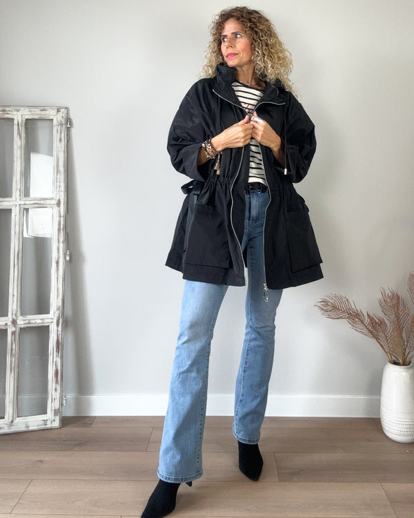 Gabardina negra midi
