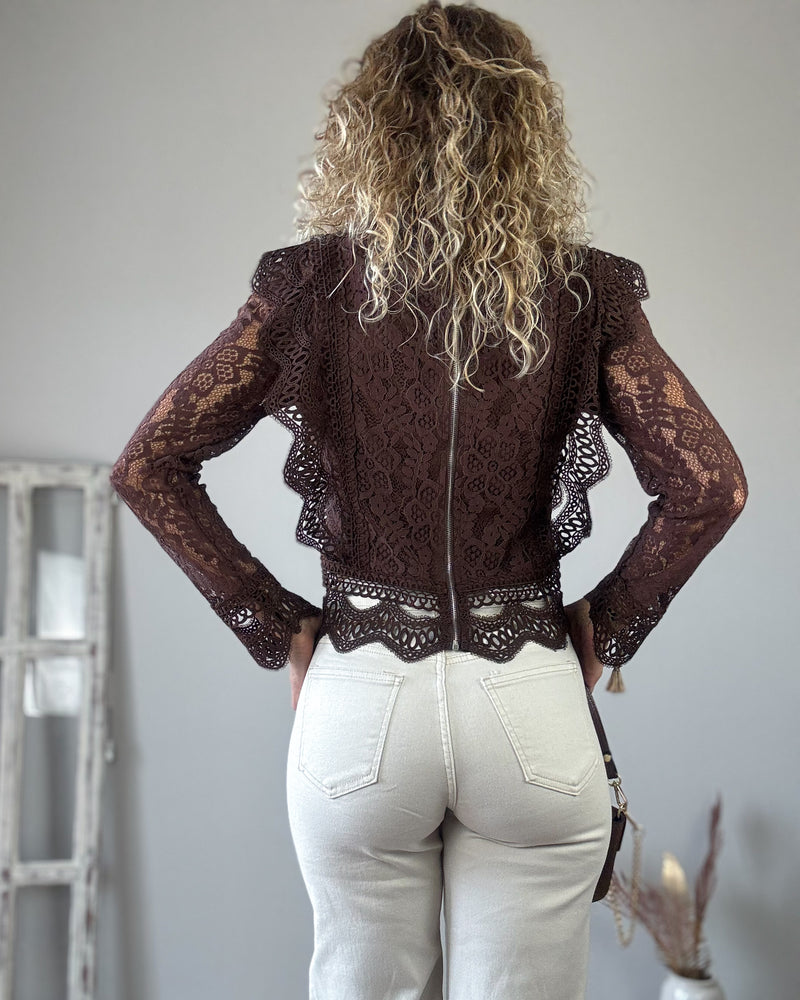 Blusa encaje marrón