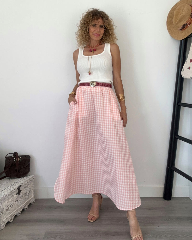 Falda rosa vichy