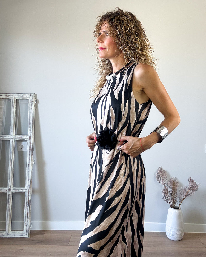 Vestido negro estampado