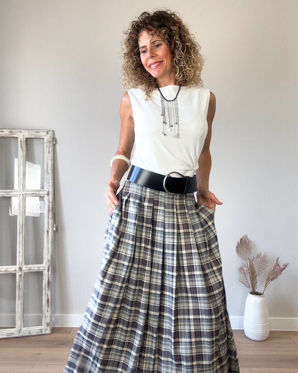Falda cuadro azul