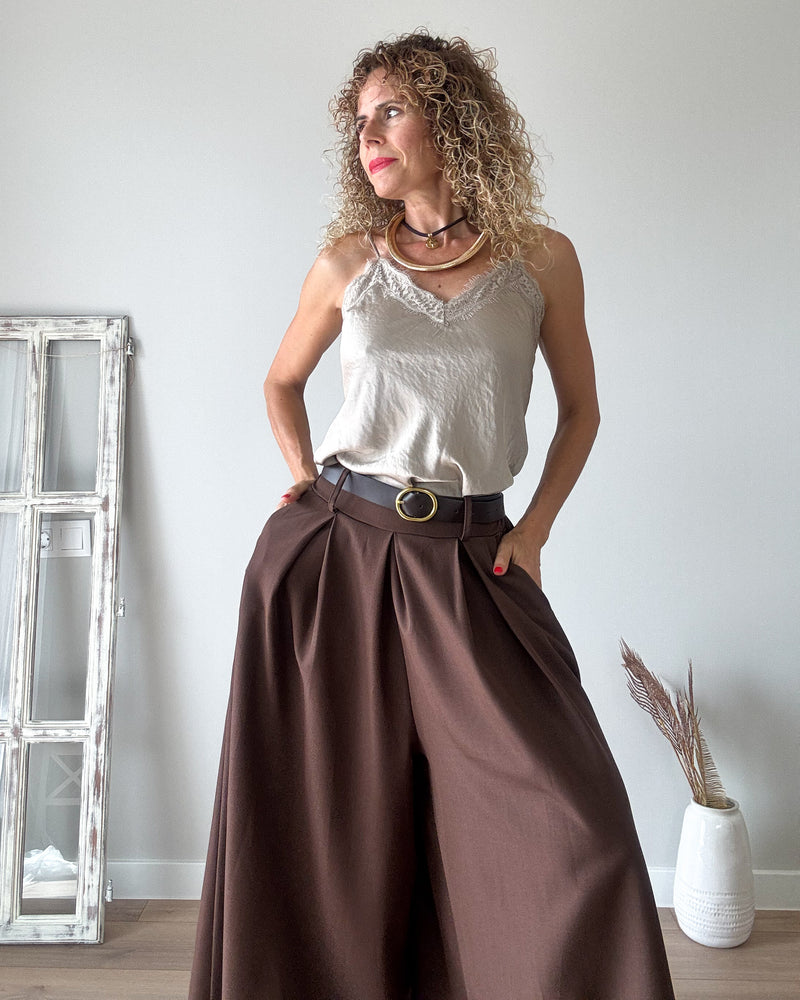 Pantalón chocolate wideleg