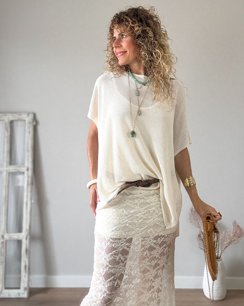 Jersey beige rejilla