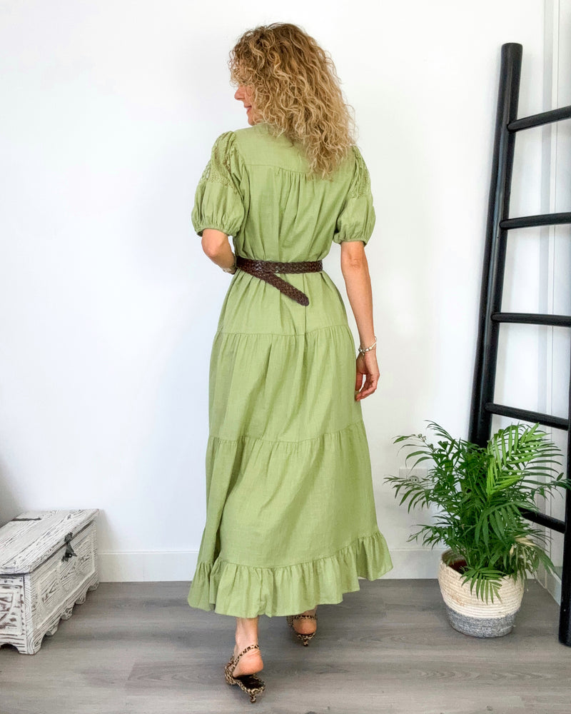 Vestido verde abullonado