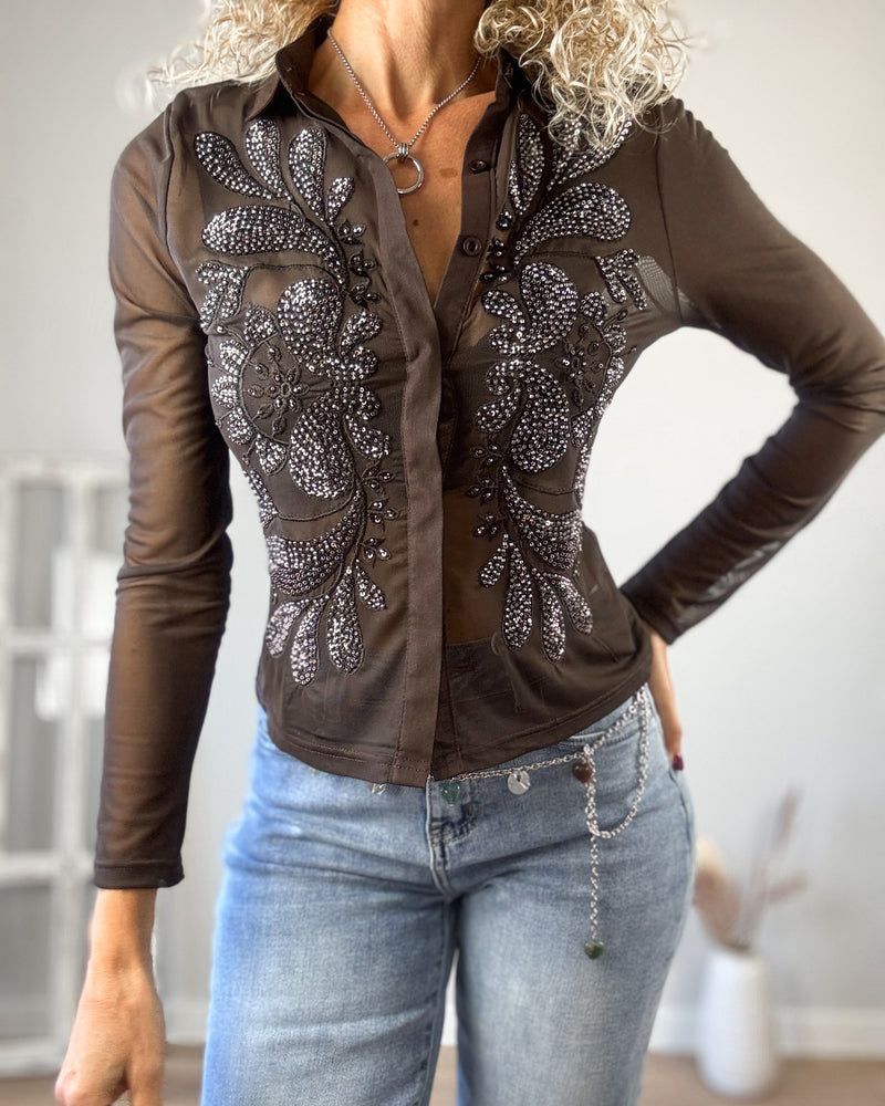 Camisa choco pedreria