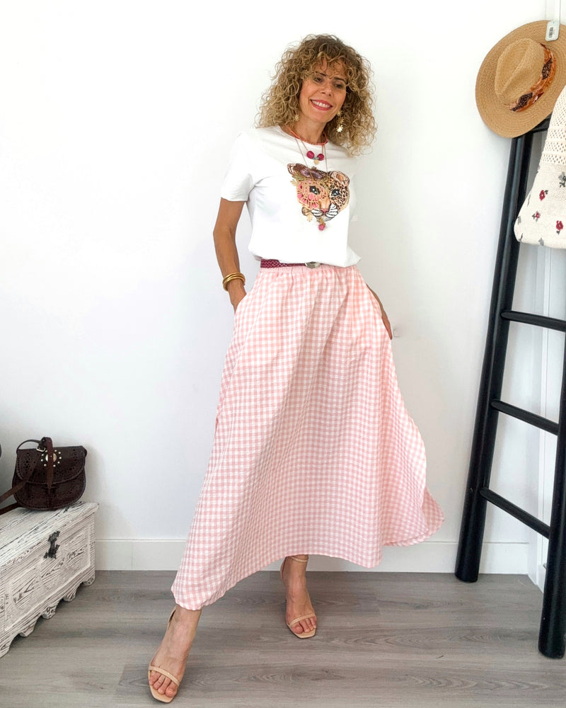 Falda rosa vichy
