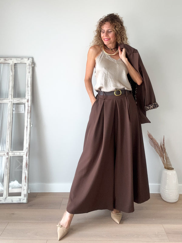 Pantalón chocolate wideleg