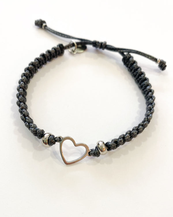 PULSERA CORAZÓN GRIS