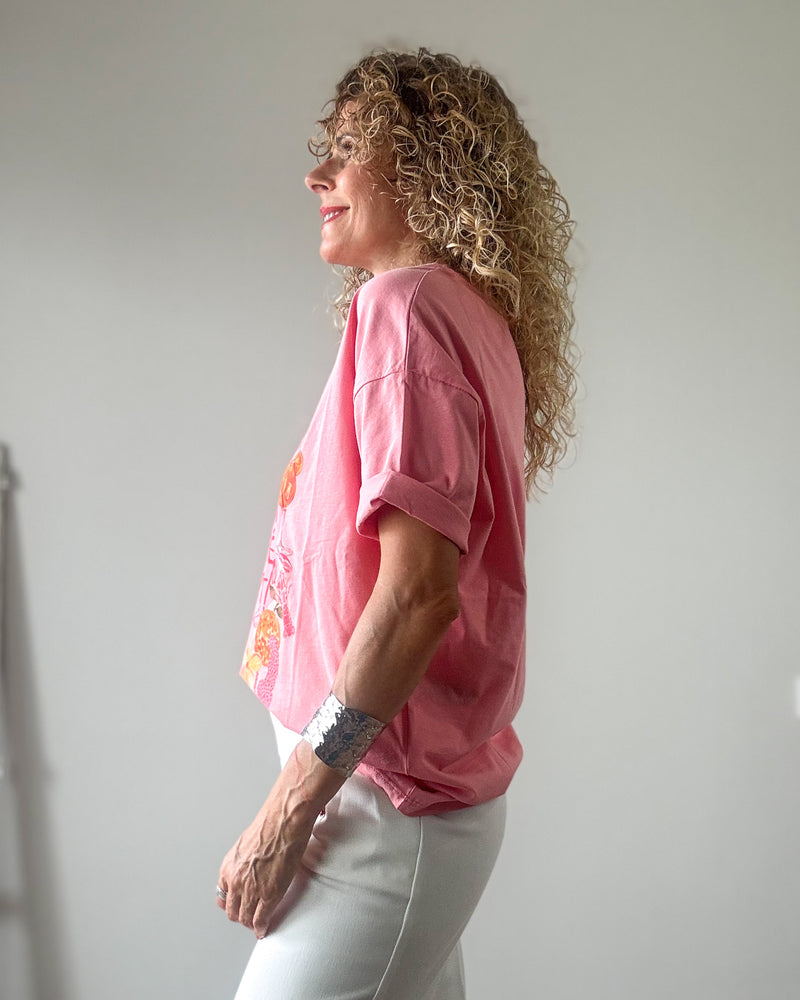Camiseta rosa fruit