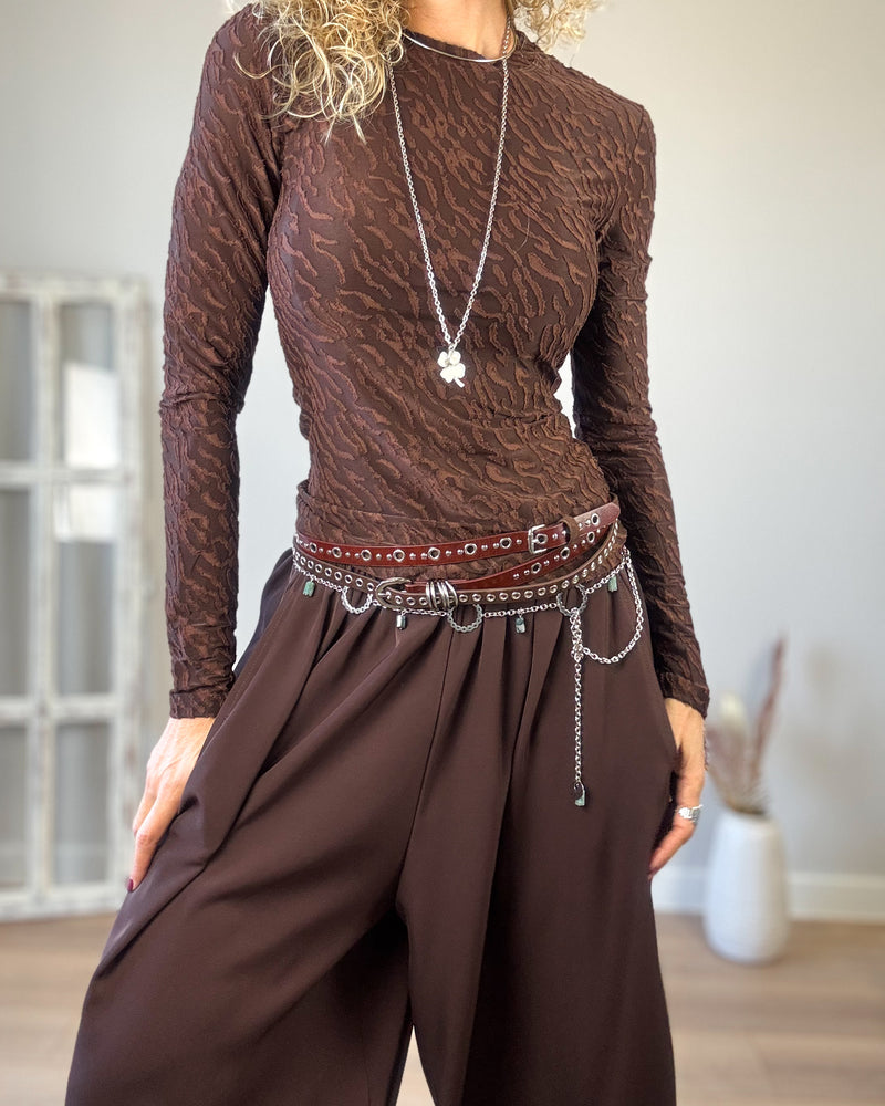 Camiseta marrón cebra