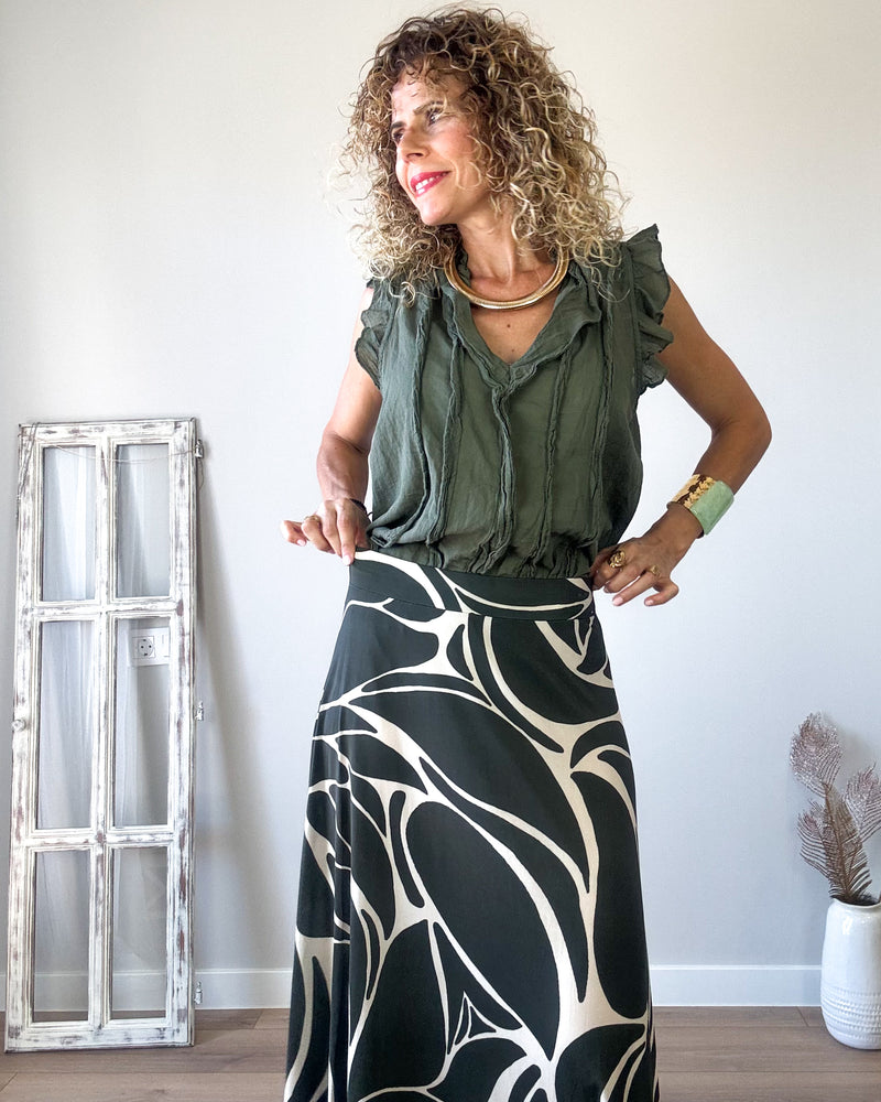 Blusa caqui vaporosa