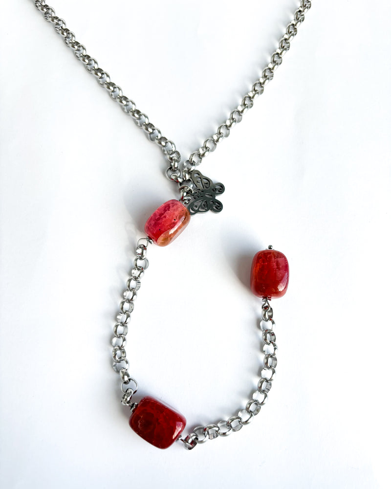 COLLAR PIEDRAS ROSADAS