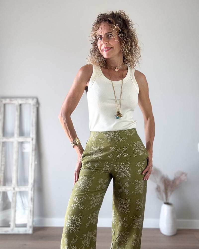 Pantalón verde beige