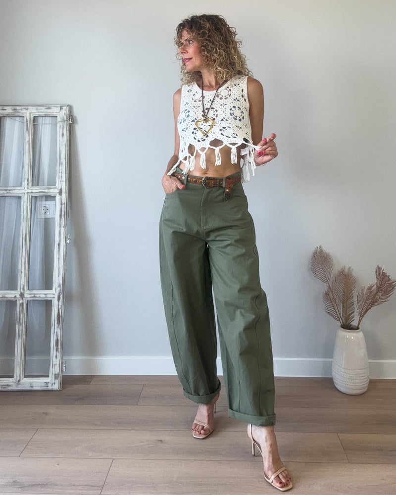 Jeans caqui slouchy