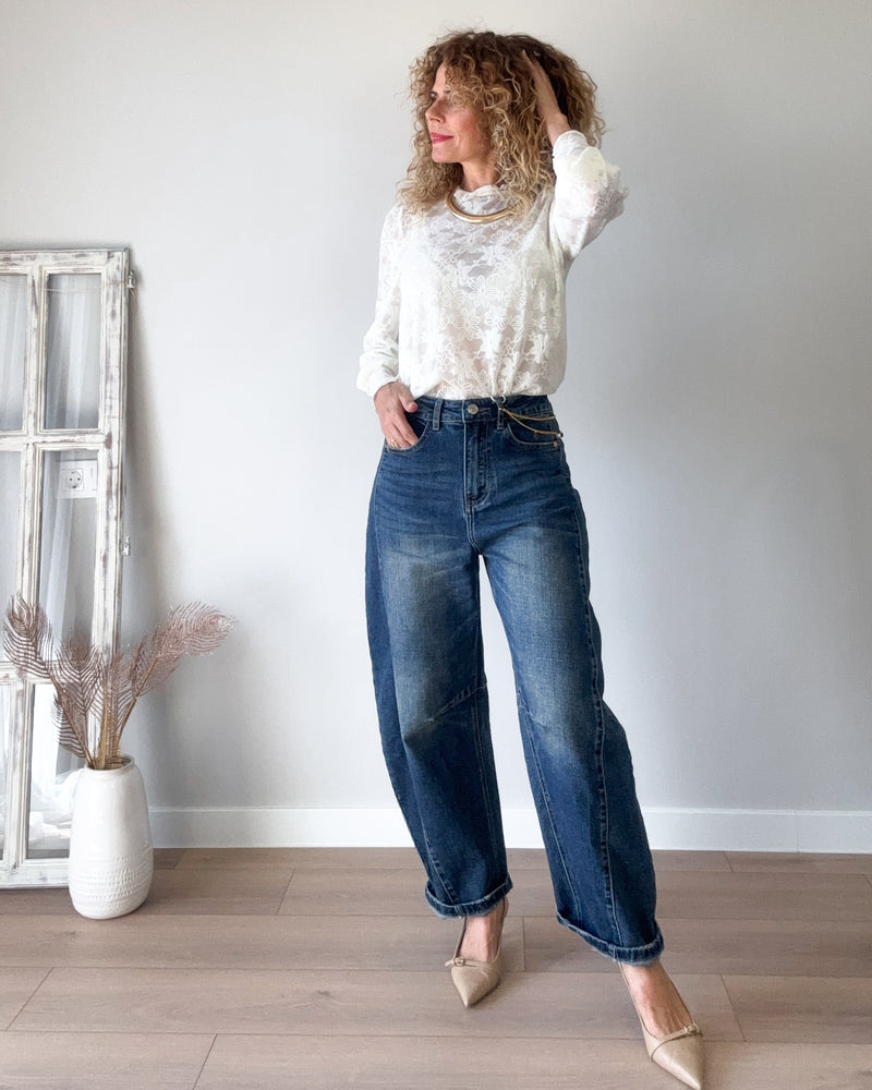 Blusa romántica beige