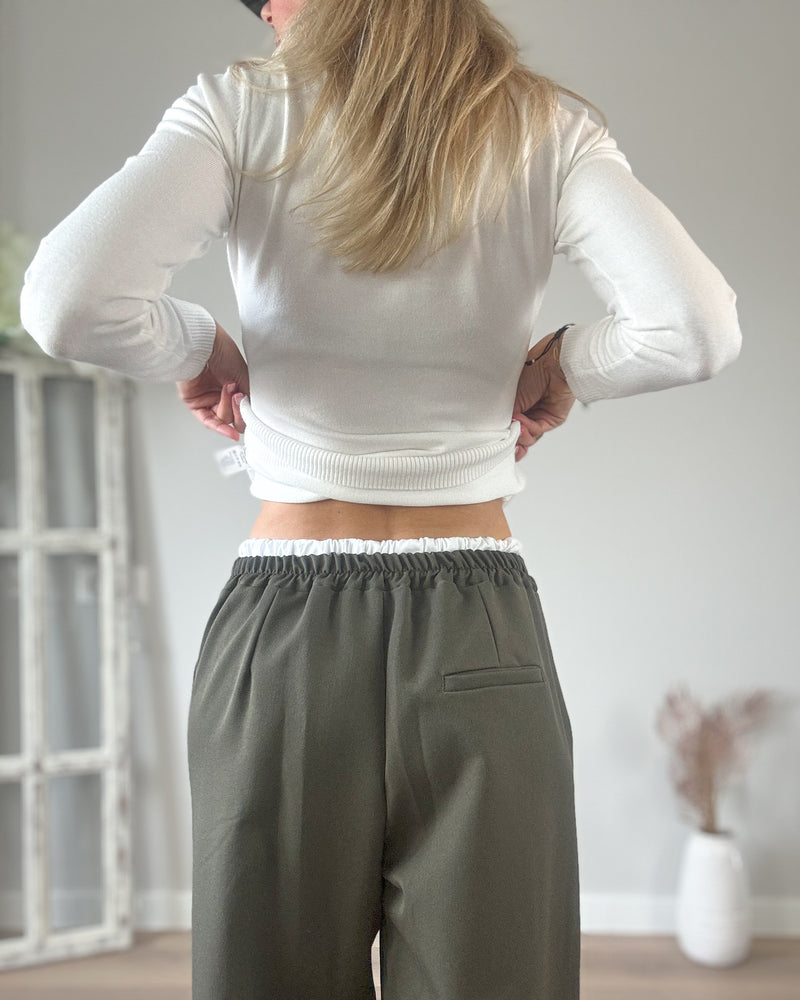 Pantalón caqui wideleg