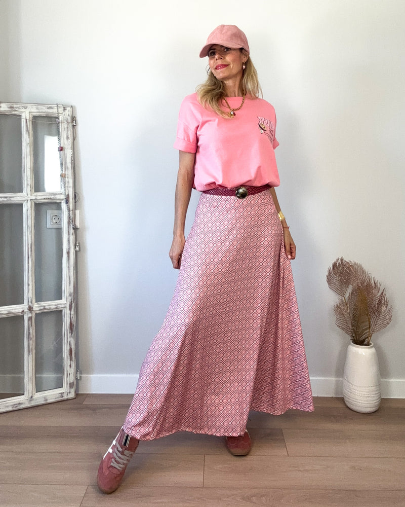 Falda punto frio rosa