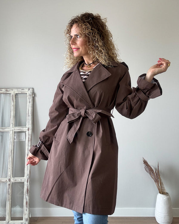 Gabardina marrón chocolate