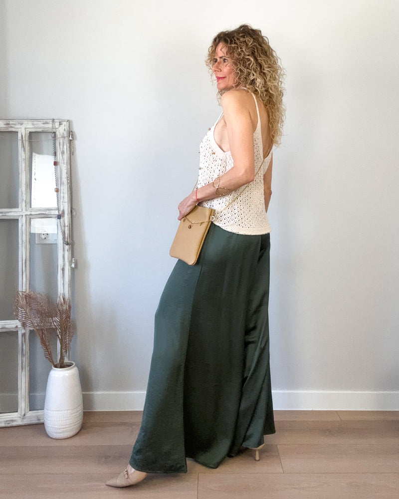 Pantalón mujer verde fluido