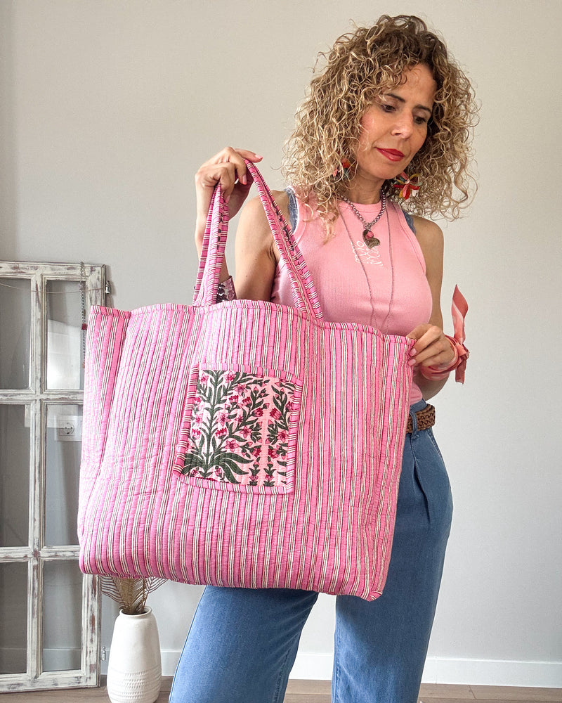 Tote bag rosa reversible
