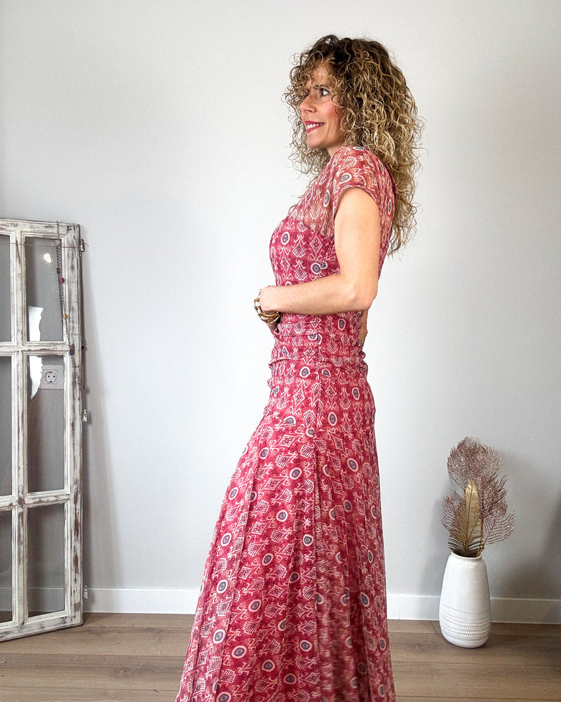 Vestido largo rosa Estampado
