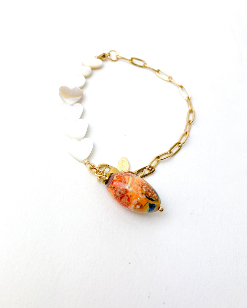 PULSERA CORAZÓN CONCHA