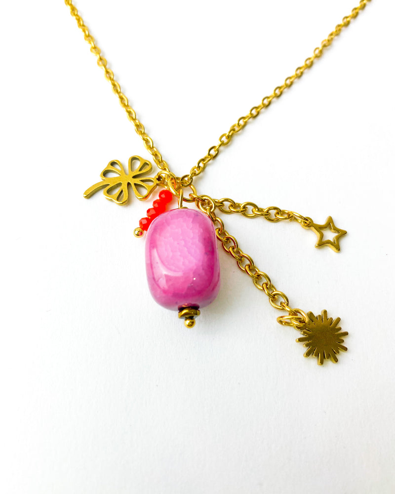COLLAR AGHATA ROSA