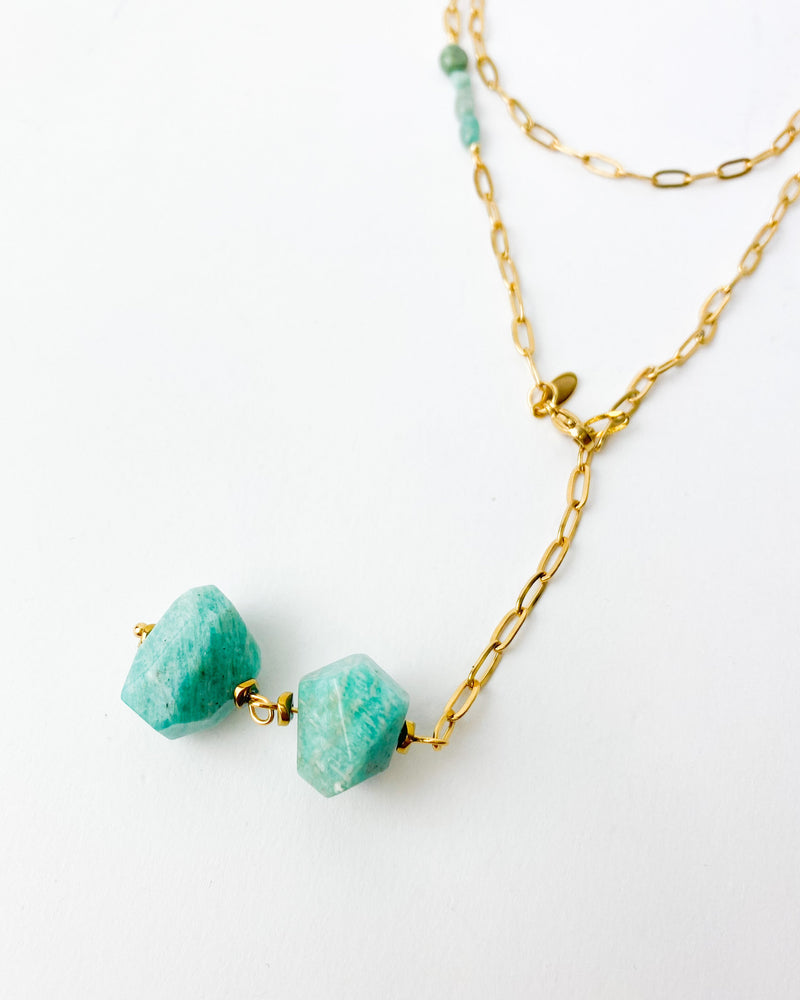 COLLAR DOBLE TURQUESA