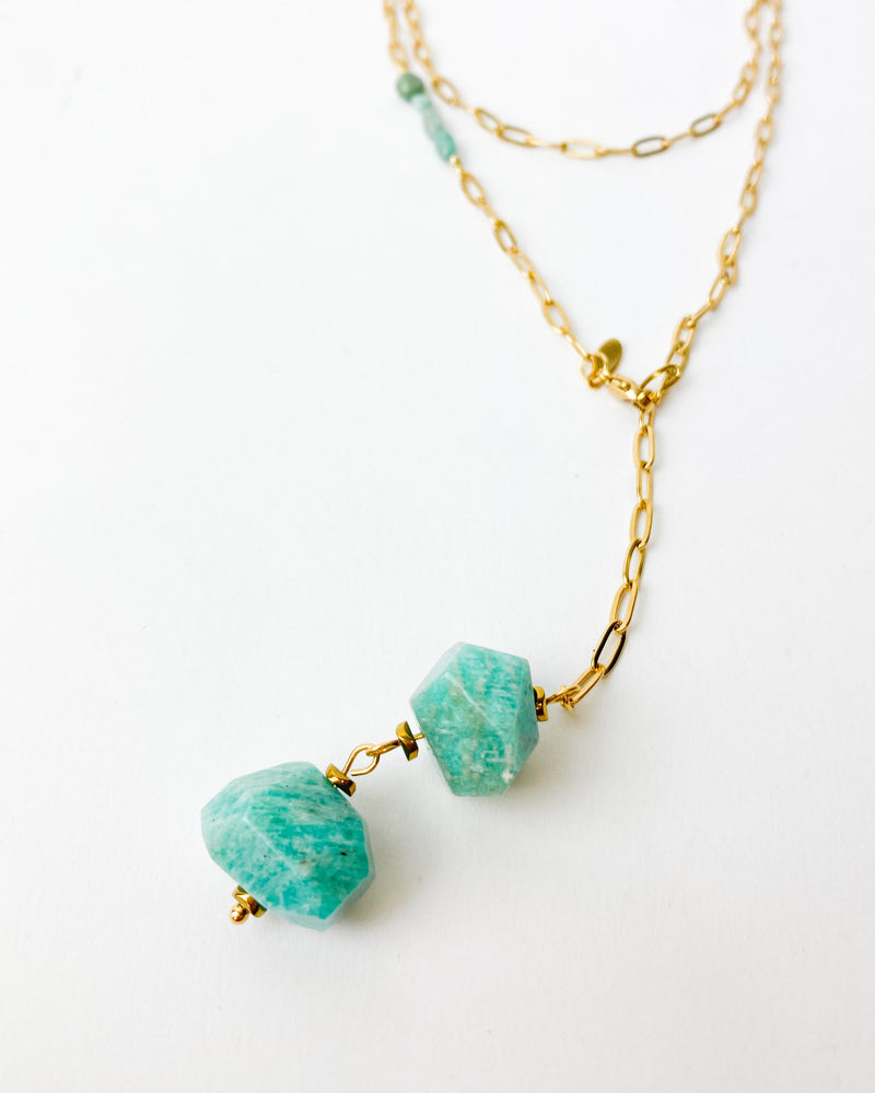 COLLAR DOBLE TURQUESA