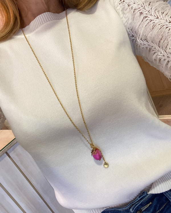 COLLAR AGHATA ROSA